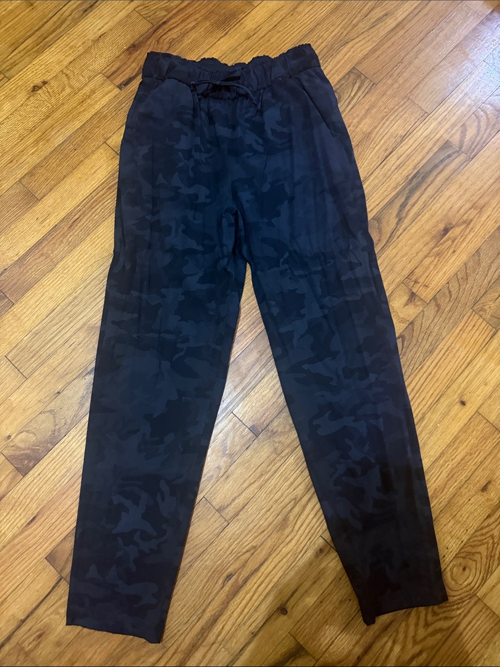 Black army camo straight leg pants